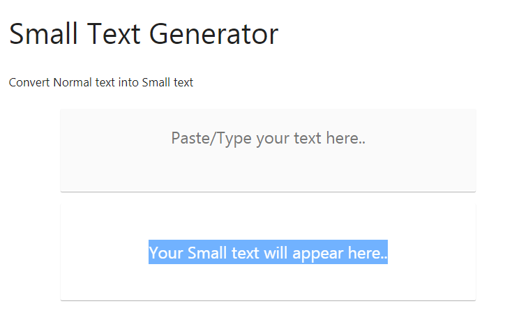 Small Text Generator